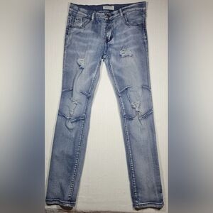 Blue Cult Denim Jeans Boys Size 18 Blue Distressed Skinny